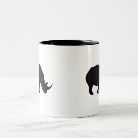 Rhino  Wood Engraving Tweekleurige Koffiemok (Center)