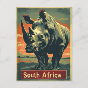 Rhino Zuid-Afrika Vintage Briefkaart
