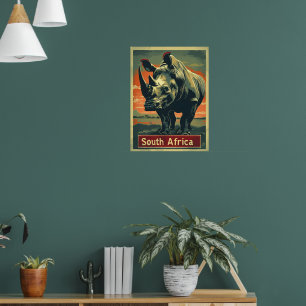Rhino Zuid-Afrika Vintage Poster