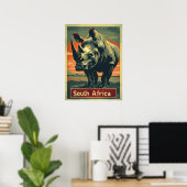 Rhino Zuid-Afrika Vintage Poster (Thuiskantoor)