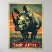 Rhino Zuid-Afrika Vintage Poster (Voorkant)