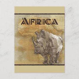 Rhinoceros Africa Travel Map Briefkaart
