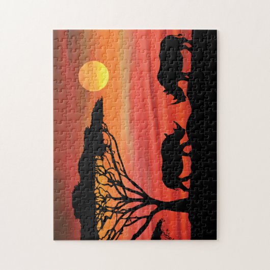 Rhinoceros African Sunset Legpuzzel (Verticaal)