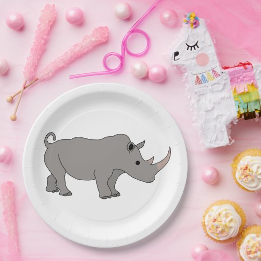 Rhinoceros Afrika Dier Papieren Bordje (Feest)
