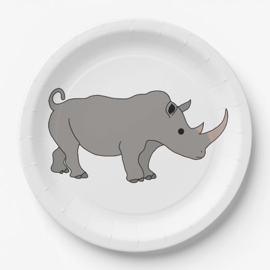 Rhinoceros Afrika Dier Papieren Bordje (Voorkant)