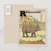 Rhinoceros Alphabet Animal Briefkaart (Voorkant / Achterkant)