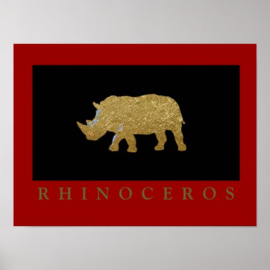 Rhinoceros bedrukte golden poster (Voorkant)