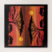 Rhinoceros bij de Zonneset van Serengeti Legpuzzel (Horizontaal)