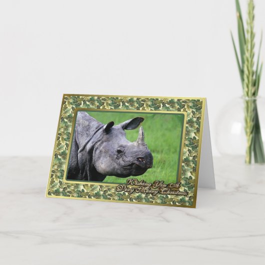 Rhinoceros Blank Christmas Kaart (Voorkant)