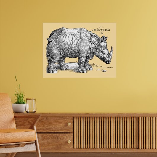 Rhinoceros by Albrecht Dürer 1515 Woodcut Poster (Woonkamer 2)