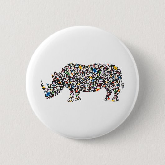 Rhinoceros-Cheetah Ronde Button 5,7 Cm (Voorkant)