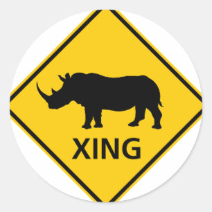 Rhinoceros Crossing Highway Ronde Sticker