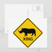 Rhinoceros Crossing Highway Sign Briefkaart (Voorkant / Achterkant)