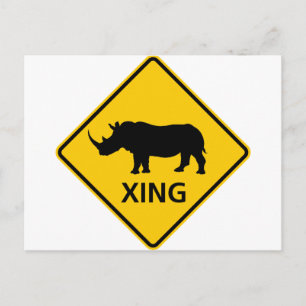 Rhinoceros Crossing Highway Sign Briefkaart