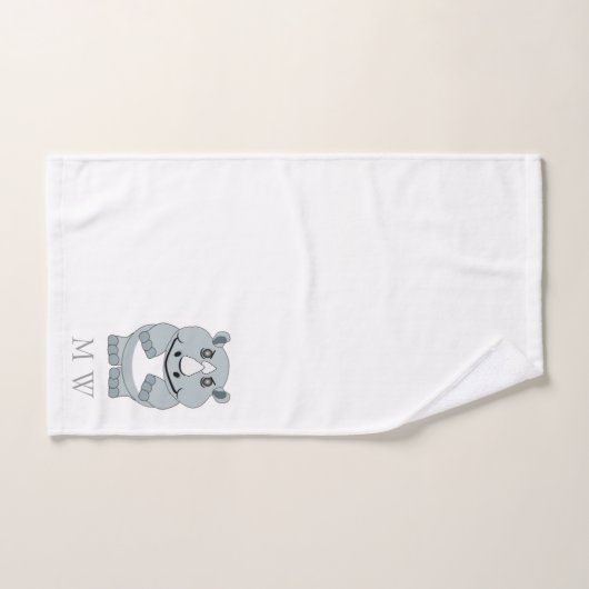 Rhinoceros Design Monogrammed Bad Handdoek (Handdoek)