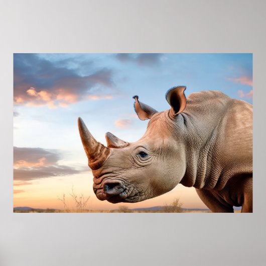 Rhinoceros Dierlijke Natuur Majestic Wild Poster (Voorkant)