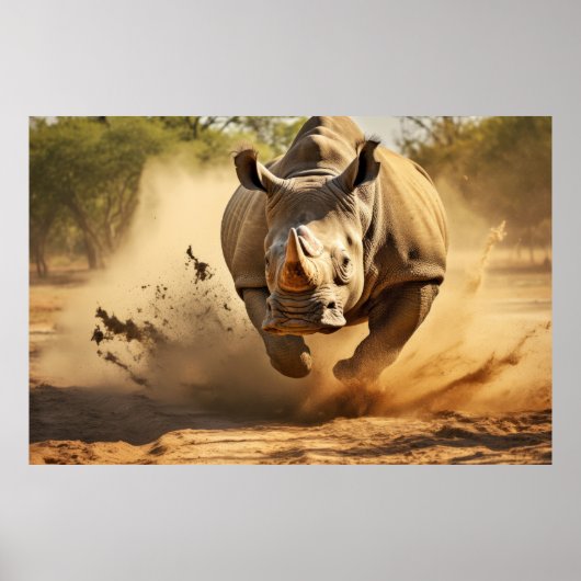 Rhinoceros Dierlijke Natuur Majestic Wild Poster (Voorkant)