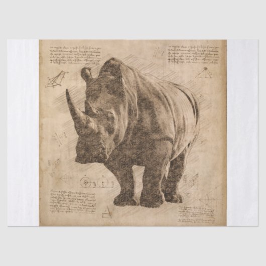  Rhinoceros Drawing Tissuepapier (Voorkant)