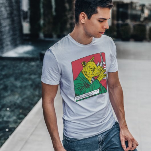 Rhinoceros Drink Animal Comic T-shirt
