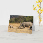 Rhinoceros familie Wenskaart Kaart (Gele Bloem)
