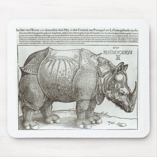 Rhinoceros, gedrukt op Maximilian I (1459-1519) Muismat (Voorkant)