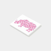 Rhinoceros gemaakt in roze harten post-it® notes (Schuin)