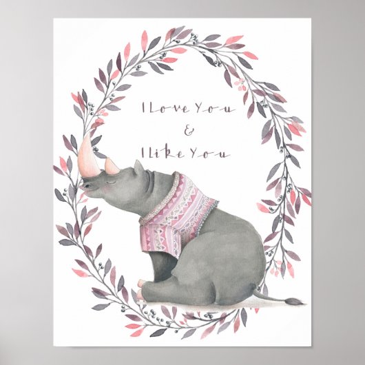 Rhinoceros Ik hou van je poster (Voorkant)