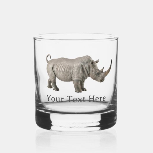 Rhinoceros Illustratie Rhino - Aangepast bericht Whisky Glas (Voorkant)