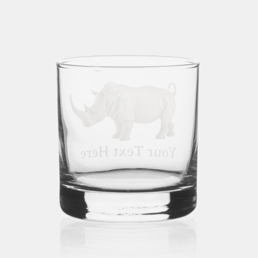 Rhinoceros Illustratie Rhino - Aangepast bericht Whisky Glas (Achterkant)