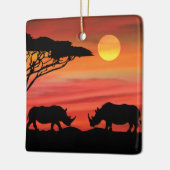 Rhinoceros in de Afrikaanse Serengeti Keramisch Ornament (Links)
