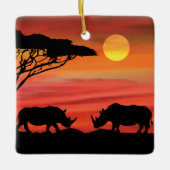 Rhinoceros in de Afrikaanse Serengeti Keramisch Ornament (Voorkant)