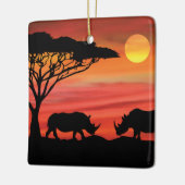 Rhinoceros in de Afrikaanse Serengeti Keramisch Ornament (Links)