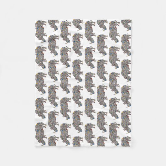 Rhinoceros in een Psychedelic Cheetah Pattern Fleece Deken (Voorkant)