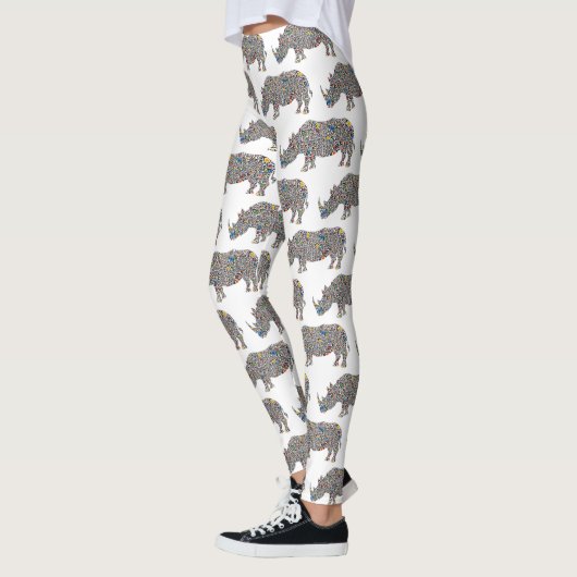 Rhinoceros in een Psychedelic Cheetah Pattern Leggings (Links)