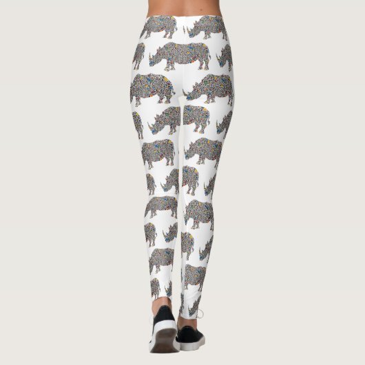 Rhinoceros in een Psychedelic Cheetah Pattern Leggings (Achterkant)