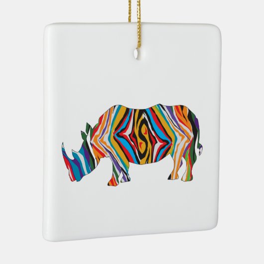 Rhinoceros in een Psychedelic Zebra Pattern Keramisch Ornament (Rechts)