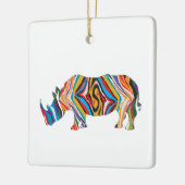 Rhinoceros in een Psychedelic Zebra Pattern Keramisch Ornament (Links)