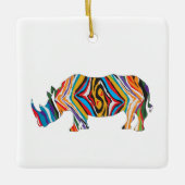 Rhinoceros in een Psychedelic Zebra Pattern Keramisch Ornament (Voorkant)