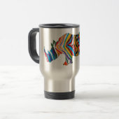 Rhinoceros in een Psychedelic Zebra PAttern Reisbeker (Voorkant links)