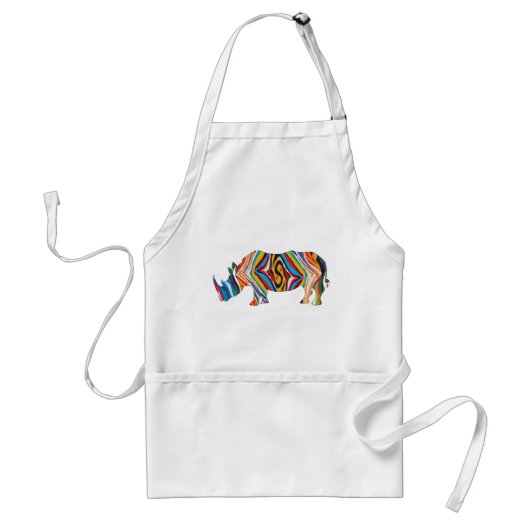 Rhinoceros in een Psychedelic Zebra Pattern Standaard Schort (Voorkant)