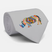 Rhinoceros in een Psychedelic Zebra Pattern Stropdas (Opgerold)