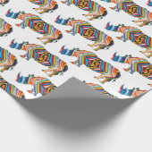 Rhinoceros in een Psychedelic Zebra Print Cadeaupapier (Hoek)