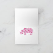 Rhinoceros in roze harten bedankkaart (Binnen)