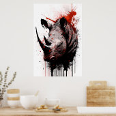 Rhinoceros Ink Painting Poster (Keuken)