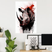 Rhinoceros Ink Painting Poster (Thuiskantoor)