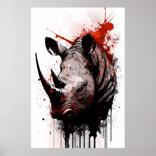 Rhinoceros Ink Painting Poster