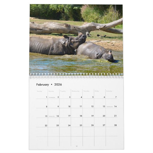 Rhinoceros-kalender Kalender (Feb 2026)