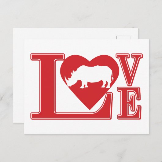 Rhinoceros Love Briefkaart (Voorkant / Achterkant)