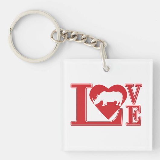 Rhinoceros Love Sleutelhanger (Voorkant)