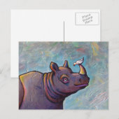 Rhinoceros maakt kleine vogelroddel leuk schilderi briefkaart (Voorkant / Achterkant)